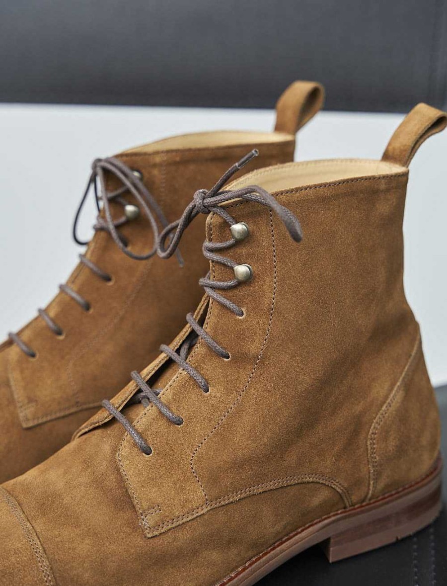 Hommes Paire et Fils Combat Boots | Combat Boots Homme En Daim Feuilles Mortes